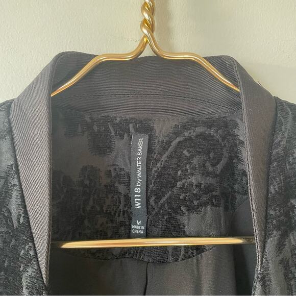 W118 by Walter Baker Black Jacquard Brocade Cropped Jacket M - Picture 10 of 11